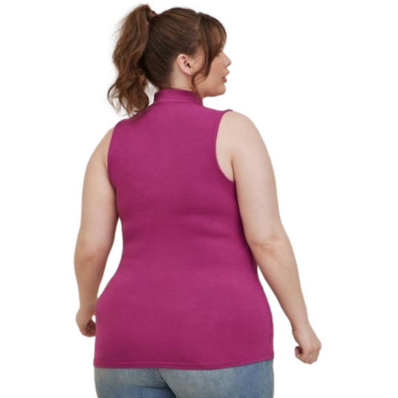 Torrid 1x Foxy mock neck 1/2 zip up fitted tank purple sleeveless top plus size - Picture 2 of 7